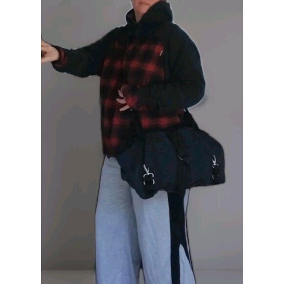 Handmade Upcycled Sweatshirt Crossbody Bag One-of-a-Kind Raw Streetwear - Picture 3 of 16